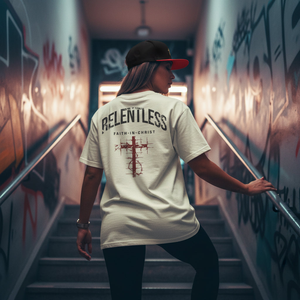 Relentless Faith In Christ Tee – Premium Streetwear T-Shirt